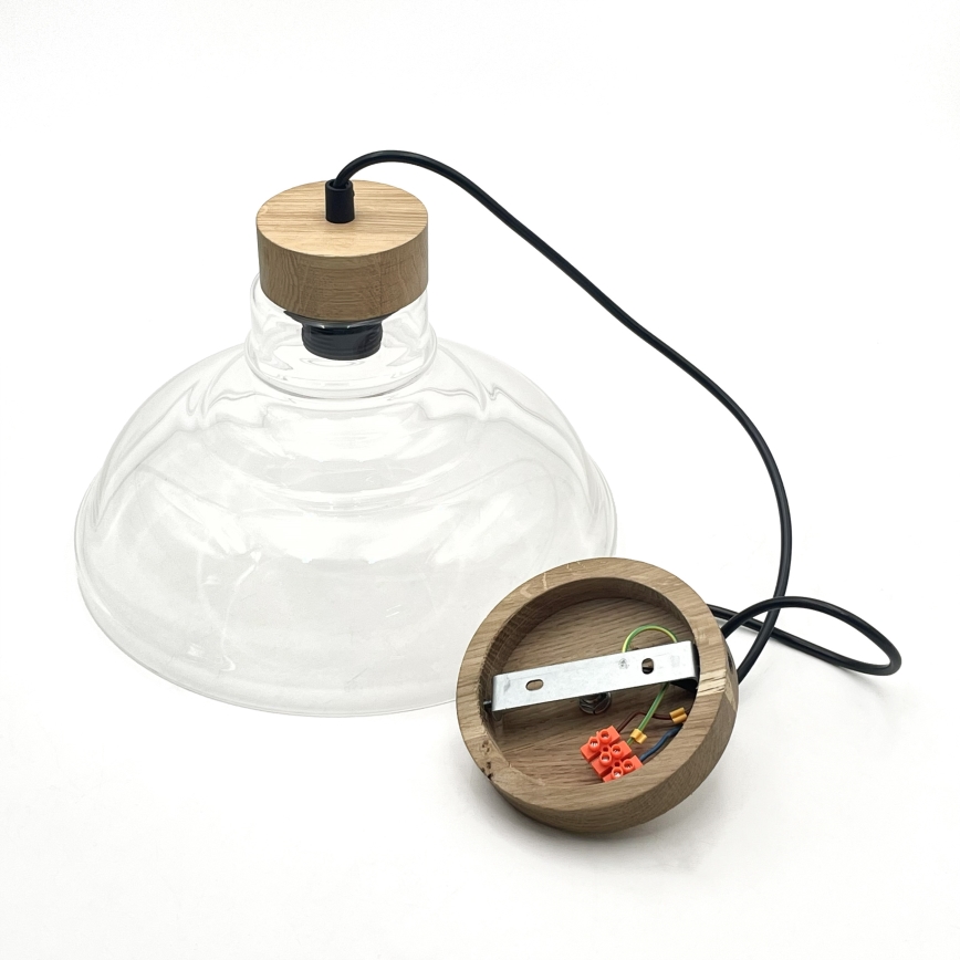 Lámpara colgante con cable SINGLE 1xE27/60W/230V, diámetro 28 cm, roble