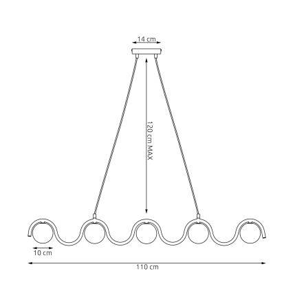 Lámpara colgante con cable SINUS 5xG9/8W/230V blanca