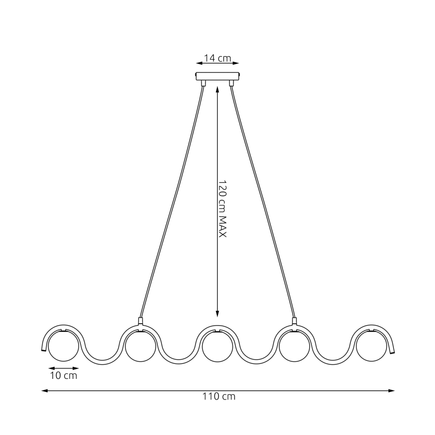 Lámpara colgante con cable SINUS 5xG9/8W/230V blanca