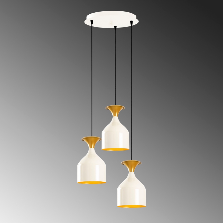 Lámpara colgante con cable SIVANI 3xE27/40W/230V blanco/cobre