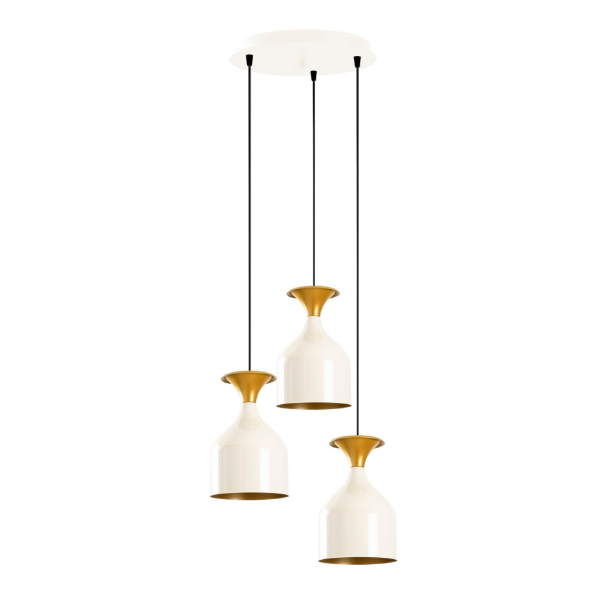 Lámpara colgante con cable SIVANI 3xE27/40W/230V blanco/cobre
