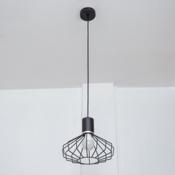 Lámpara colgante con cable SOLANO 1xE27/15W/230V negro/cromo brillante