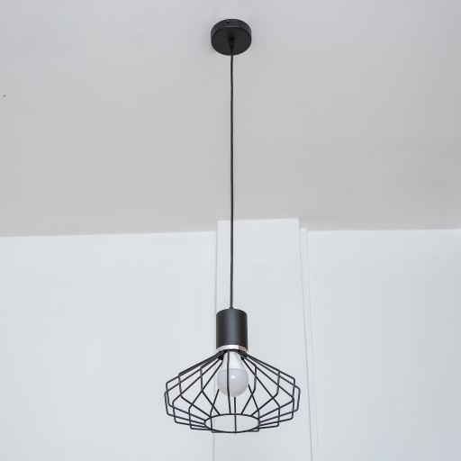 Lámpara colgante con cable SOLANO 1xE27/15W/230V negro/cromo brillante