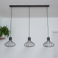 Lámpara colgante con cable SOLANO 3xE27/15W/230V negra/dorada