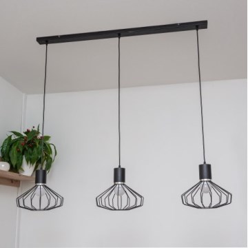 Lámpara colgante con cable SOLANO 3xE27/15W/230V negro/cromo brillante
