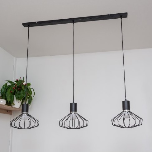 Lámpara colgante con cable SOLANO 3xE27/15W/230V negro/cromo brillante