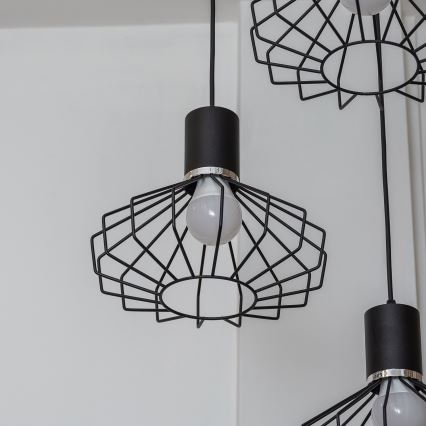 Lámpara colgante con cable SOLANO 3xE27/15W/230V negro/cromo brillante