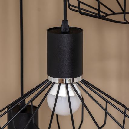 Lámpara colgante con cable SOLANO 3xE27/15W/230V negro/cromo brillante