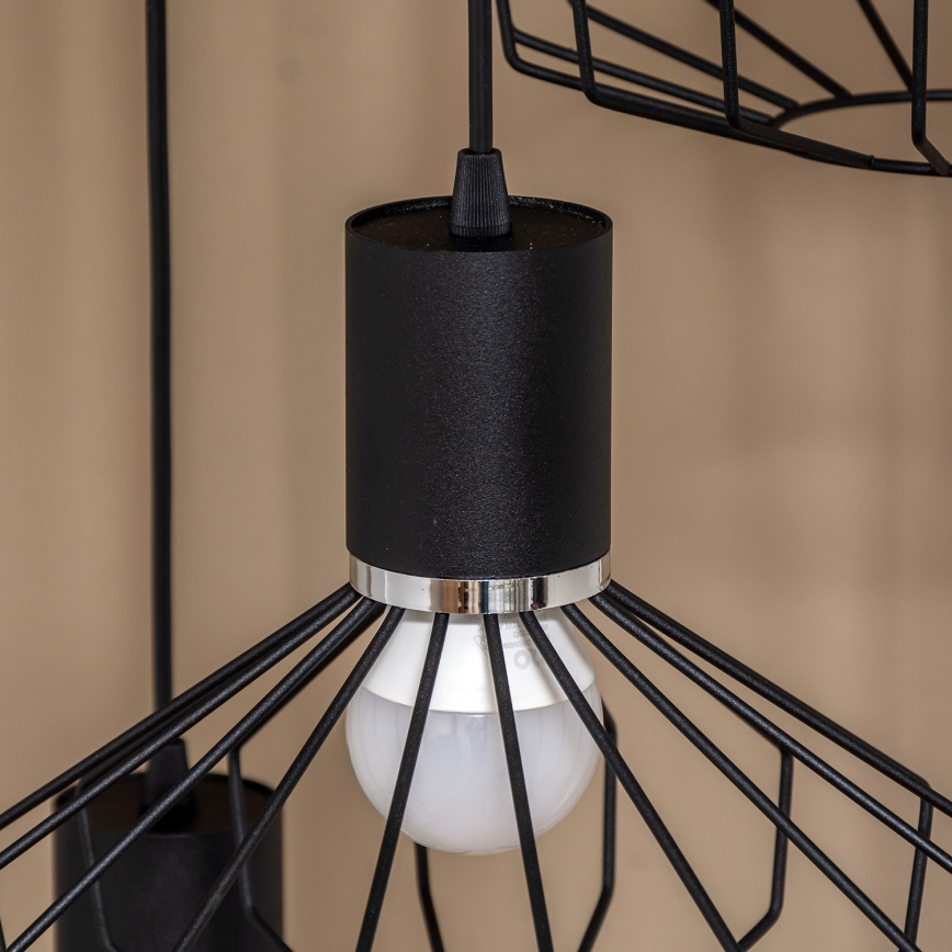 Lámpara colgante con cable SOLANO 3xE27/15W/230V negro/cromo brillante