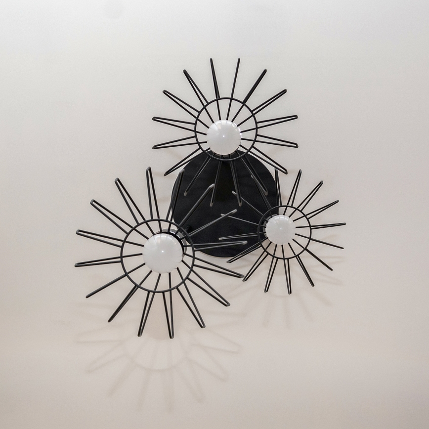 Lámpara colgante con cable SOLANO 3xE27/15W/230V negro/cromo brillante