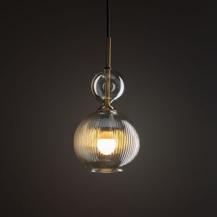 Lámpara colgante con cable SOPHIA 1xE14/10W/230V negra/beige ahumado