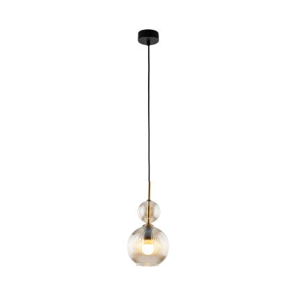 Lámpara colgante con cable SOPHIA 1xE14/10W/230V negra/beige ahumado