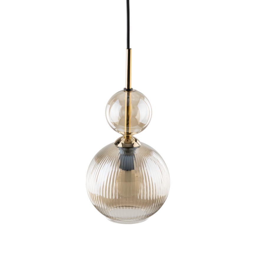 Lámpara colgante con cable SOPHIA 1xE14/10W/230V negra/beige ahumado