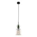 Lámpara colgante con cable SOPHIA 1xE14/10W/230V negra/verde/beige ahumado