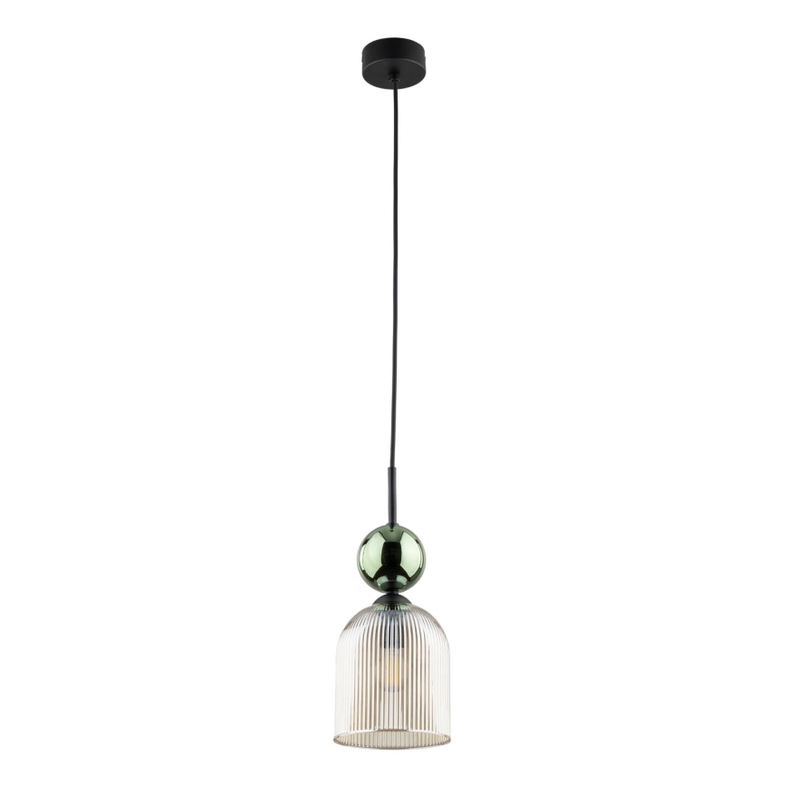 Lámpara colgante con cable SOPHIA 1xE14/10W/230V negra/verde/beige ahumado