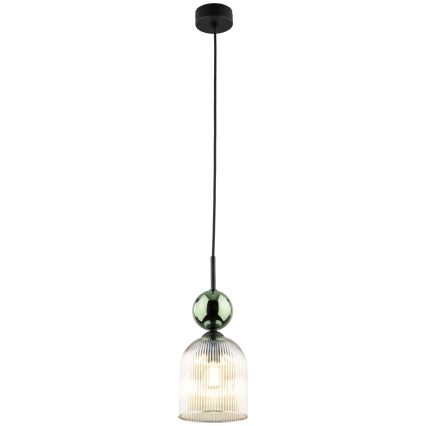 Lámpara colgante con cable SOPHIA 1xE14/10W/230V negra/verde/beige ahumado