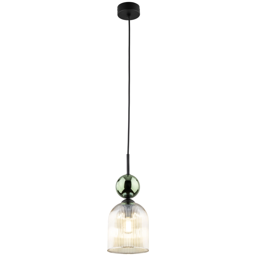 Lámpara colgante con cable SOPHIA 1xE14/10W/230V negra/verde/beige ahumado