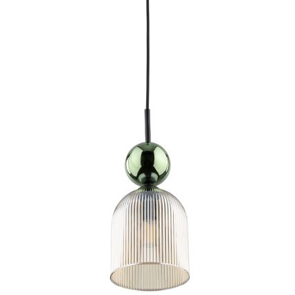 Lámpara colgante con cable SOPHIA 1xE14/10W/230V negra/verde/beige ahumado