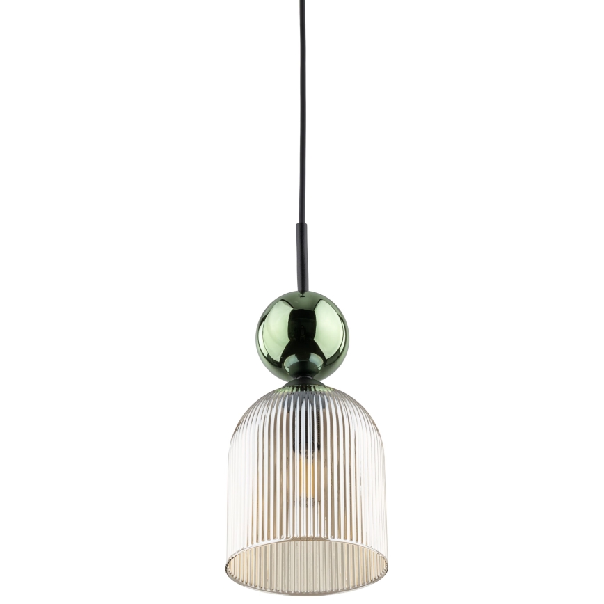 Lámpara colgante con cable SOPHIA 1xE14/10W/230V negra/verde/beige ahumado
