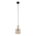 Lámpara colgante con cable SOPHIA 1xE14/10W/230V negro/beige ahumado