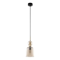 Lámpara colgante con cable SOPHIA 1xE14/10W/230V negro/beige ahumado