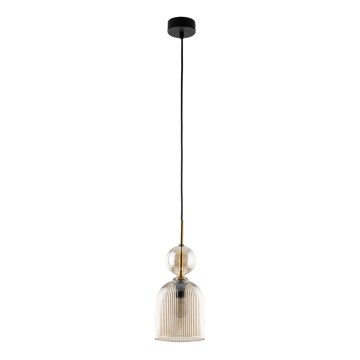 Lámpara colgante con cable SOPHIA 1xE14/10W/230V negro/beige ahumado