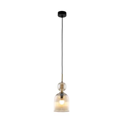 Lámpara colgante con cable SOPHIA 1xE14/10W/230V negro/beige ahumado