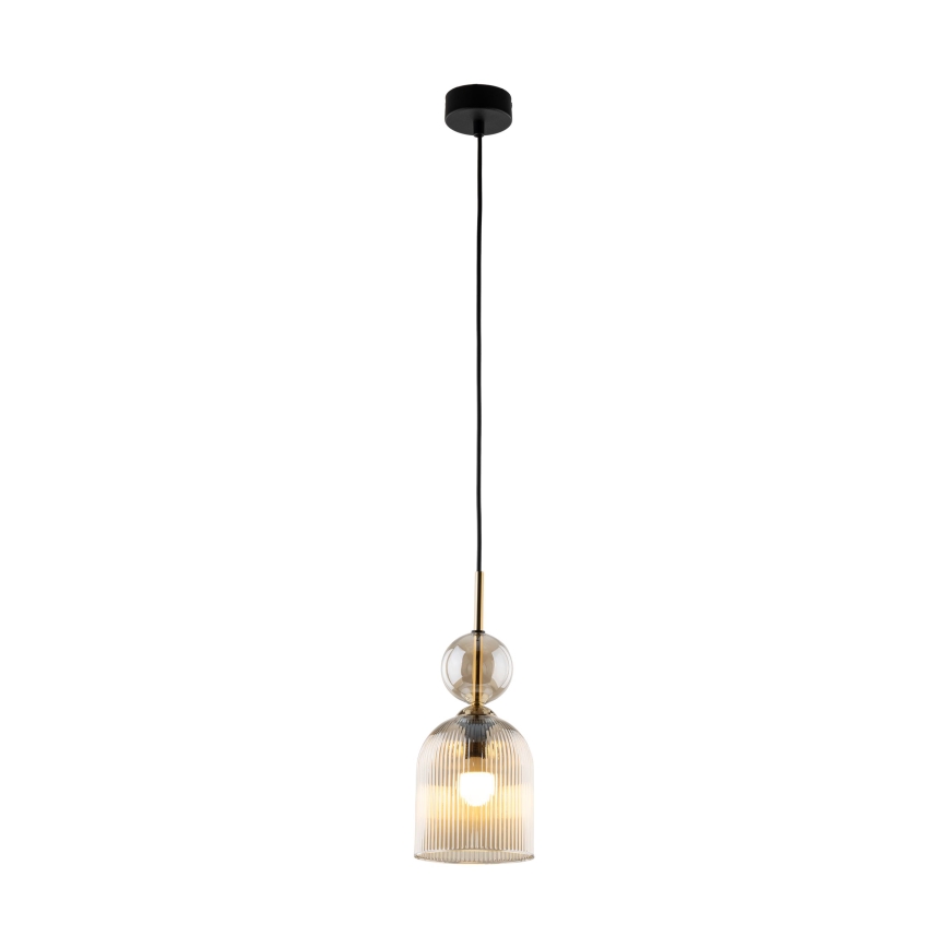 Lámpara colgante con cable SOPHIA 1xE14/10W/230V negro/beige ahumado