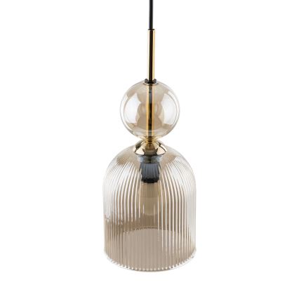 Lámpara colgante con cable SOPHIA 1xE14/10W/230V negro/beige ahumado