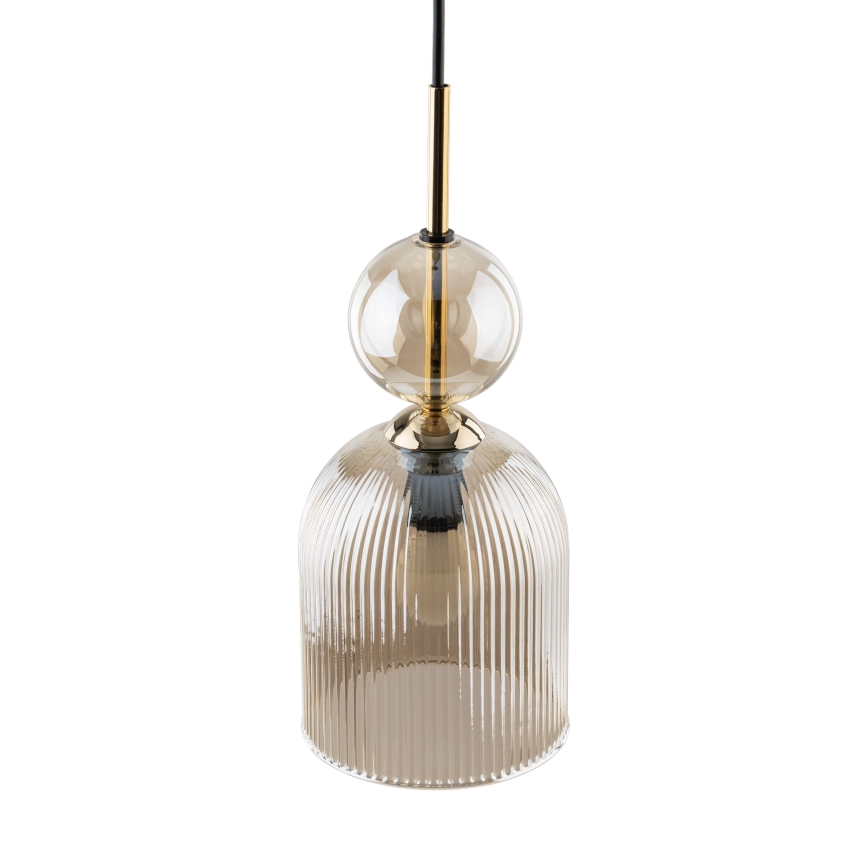 Lámpara colgante con cable SOPHIA 1xE14/10W/230V negro/beige ahumado