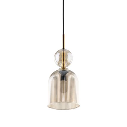 Lámpara colgante con cable SOPHIA 1xE14/10W/230V negro/beige ahumado