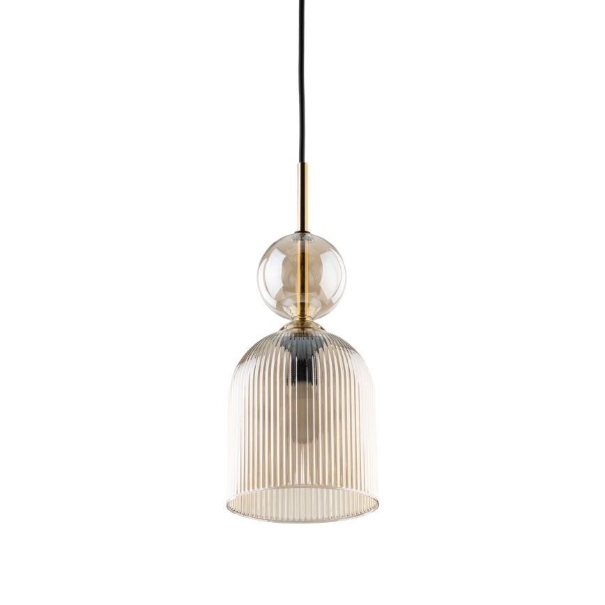Lámpara colgante con cable SOPHIA 1xE14/10W/230V negro/beige ahumado