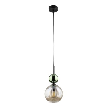 Lámpara colgante con cable SOPHIA 1xE14/10W/230V negro/verde/beige ahumado