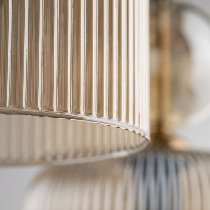 Lámpara colgante con cable SOPHIA 3xE14/10W/230V negro/beige ahumado