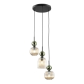 Lámpara colgante con cable SOPHIA 3xE14/10W/230V negro/verde/beige ahumado