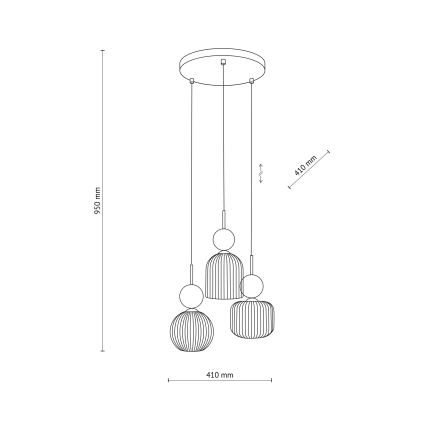 Lámpara colgante con cable SOPHIA 3xE14/10W/230V negro/verde/beige ahumado