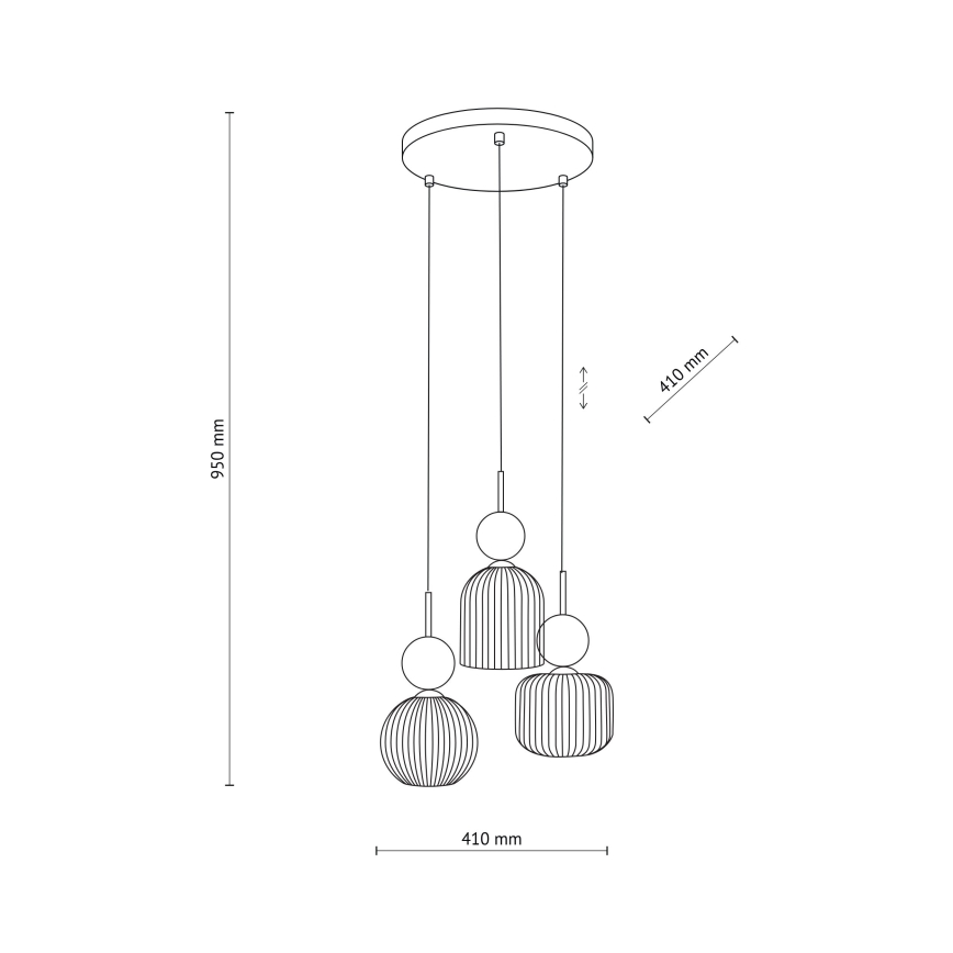 Lámpara colgante con cable SOPHIA 3xE14/10W/230V negro/verde/beige ahumado