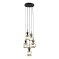 Lámpara colgante con cable SOPHIA 5xE14/10W/230V negra/verde/beige ahumado
