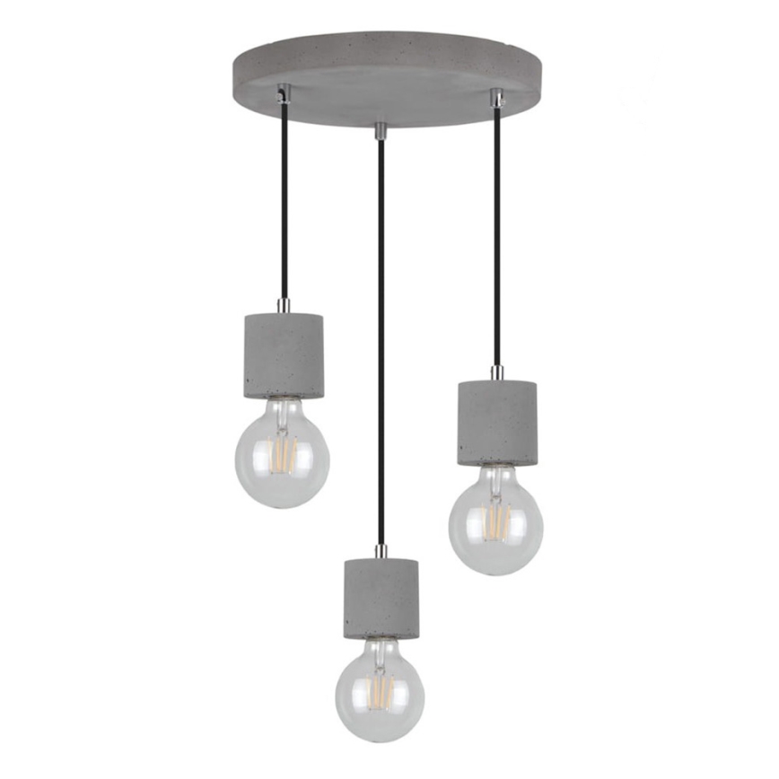 Lámpara colgante con cable STRONG 3xE27/60W/230V hormigón