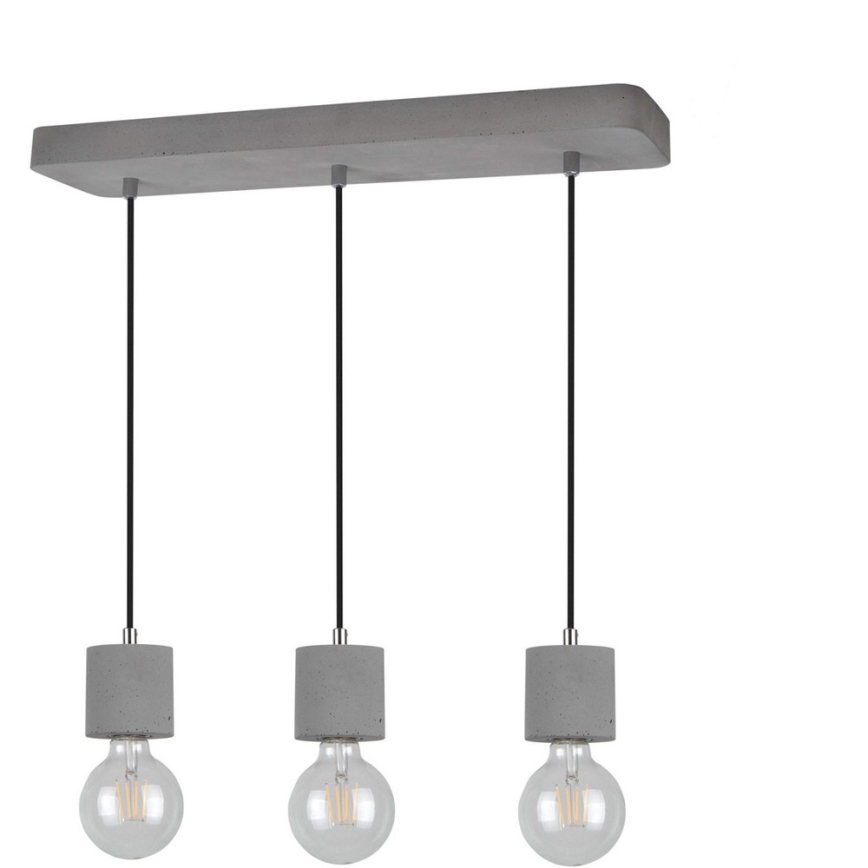 Lámpara colgante con cable STRONG 3xE27/60W/230V hormigón