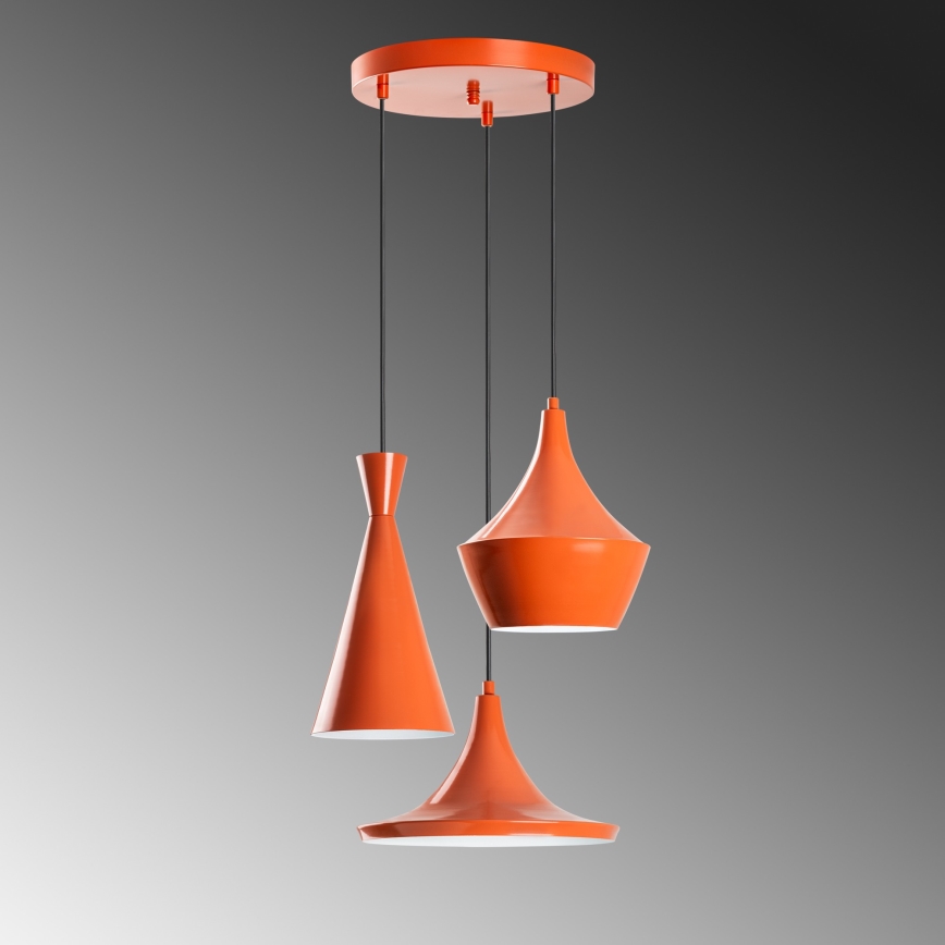 Lámpara colgante con cable TOM 3xE27/40W/230V naranja