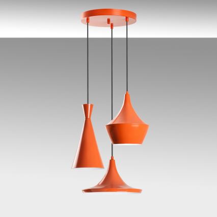 Lámpara colgante con cable TOM 3xE27/40W/230V naranja