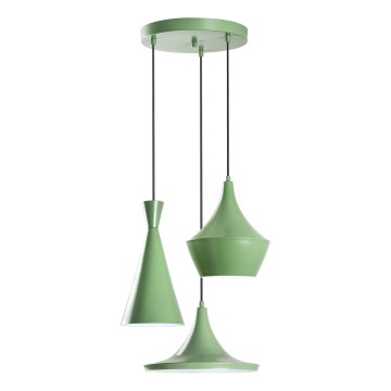Lámpara colgante con cable TOM 3xE27/40W/230V verde