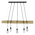 Lámpara colgante con cable TRABO 5xE27/60W/230V pino
