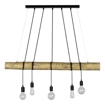 Lámpara colgante con cable TRABO 5xE27/60W/230V pino