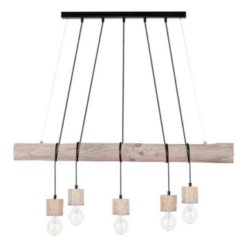 Lámpara colgante con cable TRABO 5xE27/60W/230V pino
