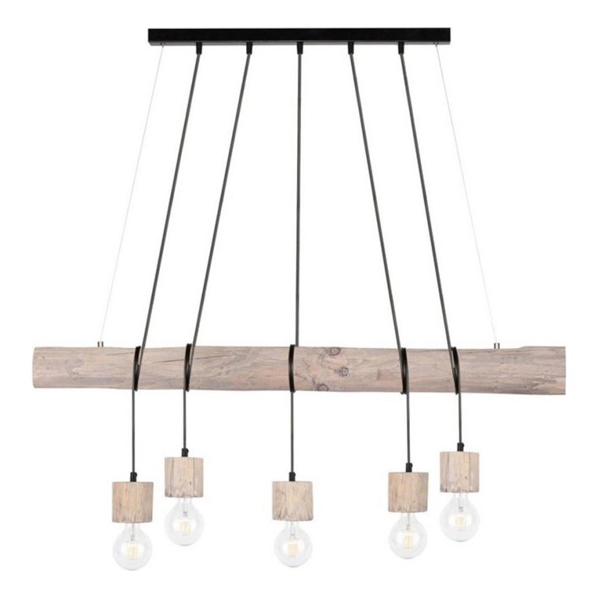 Lámpara colgante con cable TRABO 5xE27/60W/230V pino