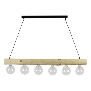 Lámpara colgante con cable TRABO 6xE27/60W/230V pino