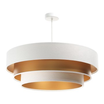 Lámpara colgante con cable TRINITI 1xE27/60W/230V blanco/dorado