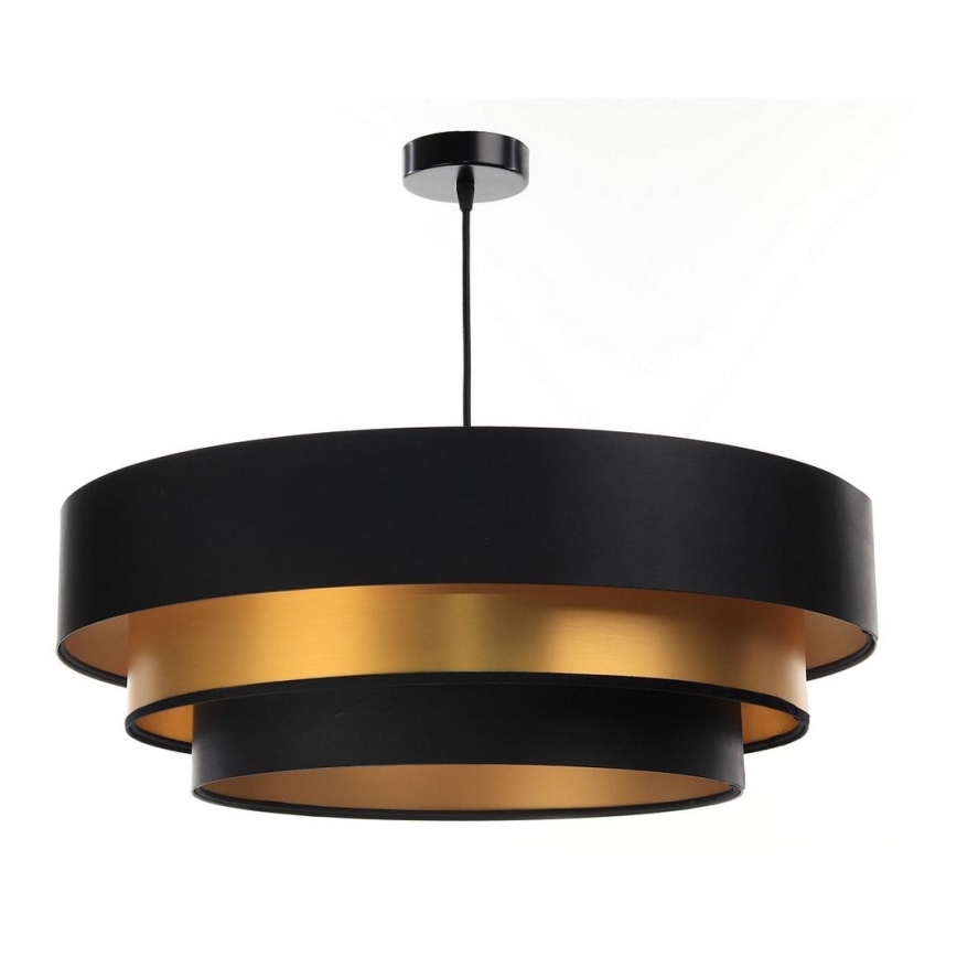 Lámpara colgante con cable TRINITI 1xE27/60W/230V negro/dorado